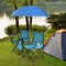 Portable Folding Picnic Double Chair with Umbrella Table Cooler Beach Camping Turquoise/Black/Red/Gray/Pink